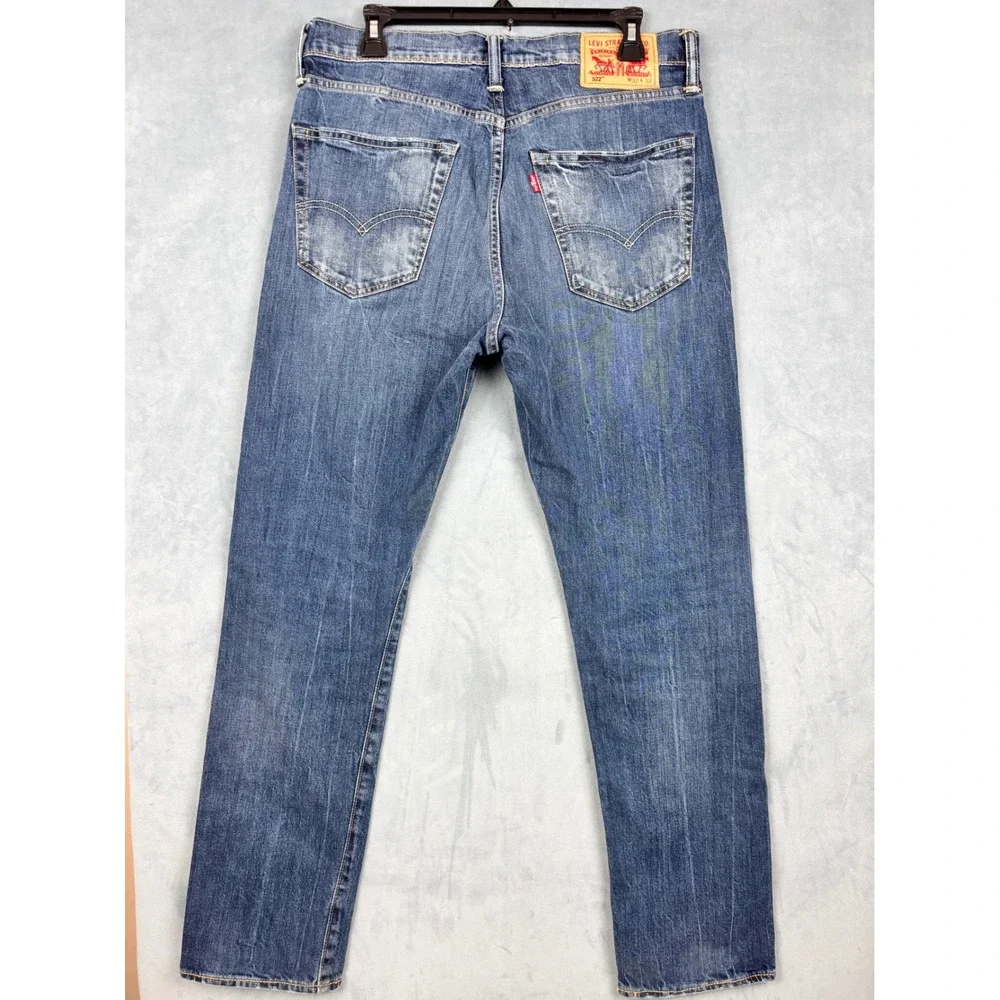 Levis 522 Tapered Fit Blue Denim Jeans Mens W32 L32 Medium Wash